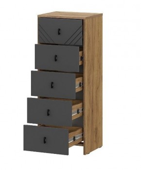 БАЙКАЛ Комод (5 ящиков) Графит/Дуб золотой в Красноуральске - krasnouralsk.ok-mebel.com | фото 2