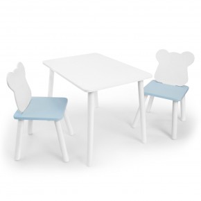 Детский комплект стол и два стула «Мишка» Rolti Baby (белый/голубой, массив березы/мдф) в Красноуральске - krasnouralsk.ok-mebel.com | фото