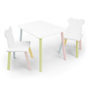 Детский комплект стол и два стула «Мишка» Rolti Baby (белый/цветной, массив березы/мдф) в Красноуральске - krasnouralsk.ok-mebel.com | фото