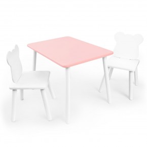 Детский комплект стол и два стула «Мишка» Rolti Baby (розовый/белый, массив березы/мдф) в Красноуральске - krasnouralsk.ok-mebel.com | фото