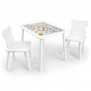 Детский комплект стол и два стула Мишка Rolti Baby с накладкой Алфавит (белая столешница/белое сиденье/белые ножки) в Красноуральске - krasnouralsk.ok-mebel.com | фото 1