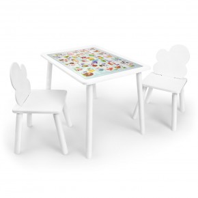 Детский комплект стол и два стула Облачко Rolti Baby с накладкой Алфавит (белая столешница/белое сиденье/белые ножки) в Красноуральске - krasnouralsk.ok-mebel.com | фото