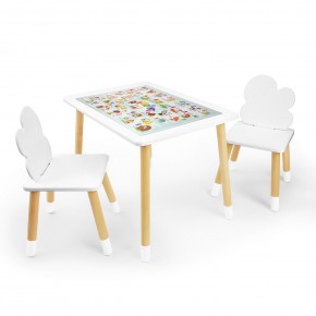 Детский комплект стол и два стула Облачко Rolti Baby с накладкой Алфавит (белая столешница/белое сиденье/береза ножки) в Красноуральске - krasnouralsk.ok-mebel.com | фото