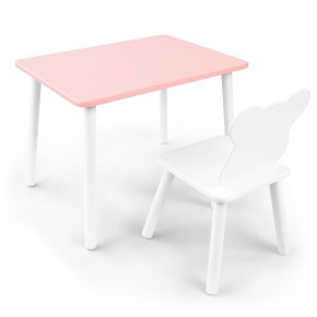 Детский комплект стол и стул «Мишка» Rolti Baby (розовый/белый, массив березы/мдф) в Красноуральске - krasnouralsk.ok-mebel.com | фото