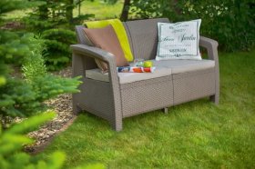 Диван пластиковый Корфу (Corfu love seat) капучино - песок в Красноуральске - krasnouralsk.ok-mebel.com | фото 2