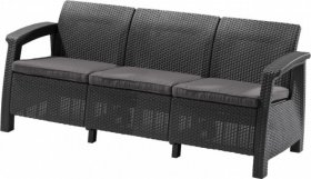 Диван пластиковый Корфу Макс (Corfu love seat max) графит в Красноуральске - krasnouralsk.ok-mebel.com | фото 1