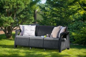 Диван пластиковый Корфу Макс (Corfu love seat max) графит в Красноуральске - krasnouralsk.ok-mebel.com | фото 2