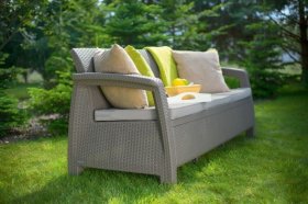 Диван пластиковый Корфу Макс (Corfu love seat max) капучино - песок в Красноуральске - krasnouralsk.ok-mebel.com | фото 3