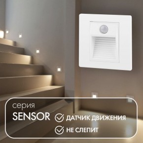 DK1020-WH Светильник встраиваемый в стену c датчиком движения, IP 20, LED 3000, 1 Вт, белый, пластик в Красноуральске - krasnouralsk.ok-mebel.com | фото 2