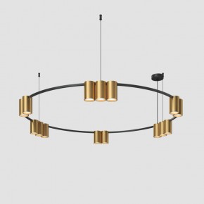 DK4067-BK+SG Подвесной светильник ORBIT, IP20, 15xGU10 LED, до 15 Вт, черный + сатинированное золото, алюминий в Красноуральске - krasnouralsk.ok-mebel.com | фото