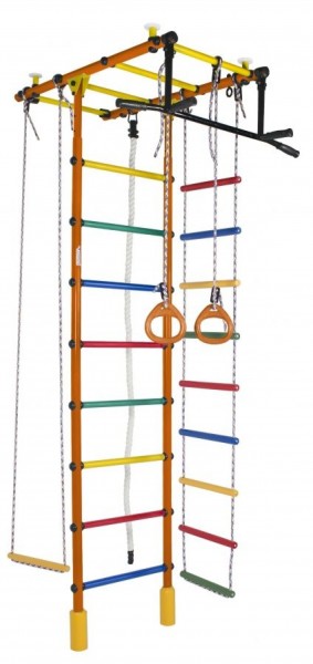ДСК Атлант оранжевый радуга: турник, кольца, канат, трапеция, веревочная лестница в Красноуральске - krasnouralsk.ok-mebel.com | фото