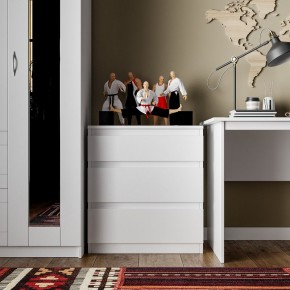 Комод КАСТОР с тремя ящиками, цвет белый в Красноуральске - krasnouralsk.ok-mebel.com | фото 3