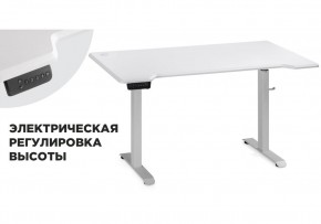 Компьютерный стол Маркос с механизмом подъема 140х80х75 белый / шагрень белая в Красноуральске - krasnouralsk.ok-mebel.com | фото 1