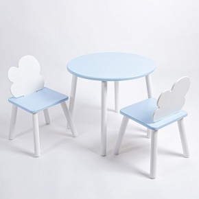 Комплект детский стол КРУГЛЫЙ и два стула ОБЛАЧКО ROLTI Baby (голубая столешница/голубое сиденье/белые ножки) в Красноуральске - krasnouralsk.ok-mebel.com | фото