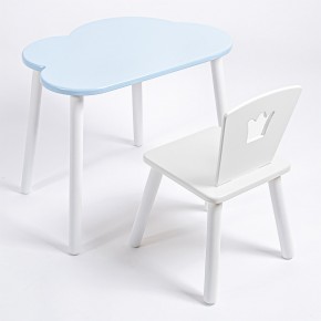 Комплект детский стол ОБЛАЧКО и стул КОРОНА ROLTI Baby (голубая  столешница/белое сиденье/белые ножки) в Красноуральске - krasnouralsk.ok-mebel.com | фото