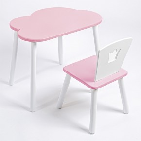 Комплект детский стол ОБЛАЧКО и стул КОРОНА ROLTI Baby (розовая столешница/розовое сиденье/белые ножки) в Красноуральске - krasnouralsk.ok-mebel.com | фото