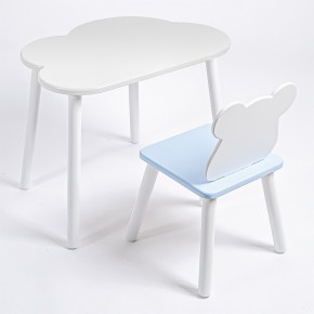Комплект детский стол ОБЛАЧКО и стул МИШКА ROLTI Baby (белая столешница/голубое сиденье/белые ножки) в Красноуральске - krasnouralsk.ok-mebel.com | фото