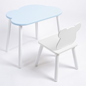 Комплект детский стол ОБЛАЧКО и стул МИШКА ROLTI Baby (голубая столешница/белое сиденье/белые ножки) в Красноуральске - krasnouralsk.ok-mebel.com | фото