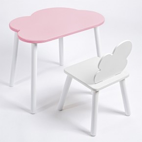 Комплект детский стол ОБЛАЧКО и стул ОБЛАЧКО ROLTI Baby (розовая столешница/белое сиденье/белые ножки) в Красноуральске - krasnouralsk.ok-mebel.com | фото
