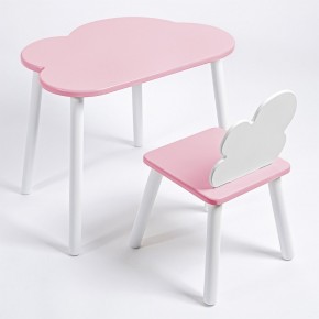Комплект детский стол ОБЛАЧКО и стул ОБЛАЧКО ROLTI Baby (розовая столешница/розовое сиденье/белые ножки) в Красноуральске - krasnouralsk.ok-mebel.com | фото