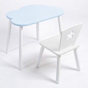 Комплект детский стол ОБЛАЧКО и стул ЗВЕЗДА ROLTI Baby (голубая столешница/белое сиденье/белые ножки) в Красноуральске - krasnouralsk.ok-mebel.com | фото