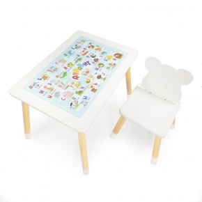 Комплект детской мебели стол и стул Мишутка с накладкой Алфавит (Белый/Белый/Береза) в Красноуральске - krasnouralsk.ok-mebel.com | фото 2