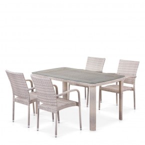 Комплект плетеной мебели T256C/Y376C-W85 Latte (4+1) + подушки на стульях в Красноуральске - krasnouralsk.ok-mebel.com | фото