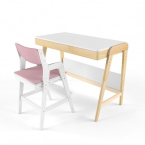 Комплект растущий стол и стул с чехлом 38 попугаев «Вуди» (Белый, Белый, Розовый) в Красноуральске - krasnouralsk.ok-mebel.com | фото