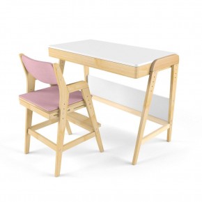 Комплект растущий стол и стул с чехлом 38 попугаев «Вуди» (Белый, Береза, Розовый) в Красноуральске - krasnouralsk.ok-mebel.com | фото