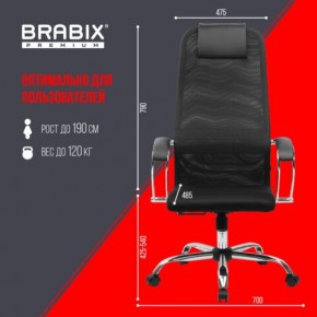 Кресло BRABIX PREMIUM "Ultimate EX-800" хром, плотная двойная сетка Х2, черное, 532911 в Красноуральске - krasnouralsk.ok-mebel.com | фото 6