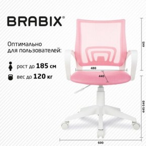 Кресло BRABIX "Fly MG-396W", с подлокотниками, пластик белый, сетка, розовое, 533008 в Красноуральске - krasnouralsk.ok-mebel.com | фото 5