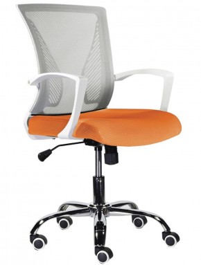 Кресло BRABIX "Wings MG-306", пластик белый, хром, сетка, серое/оранжевое, 532011 в Красноуральске - krasnouralsk.ok-mebel.com | фото 1