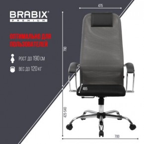 Кресло офисное BRABIX PREMIUM "Ultimate EX-800" хром, плотная двойная сетка Х2, черное/серое, 532912 в Красноуральске - krasnouralsk.ok-mebel.com | фото 3