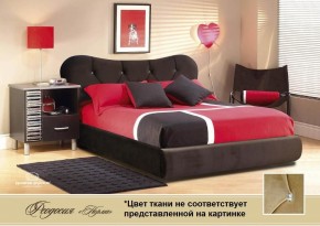 Кровать 1400 Феодосия со стразами в к/з "Классик 307 коричневый" серия Норма (+основание на опорах) в Красноуральске - krasnouralsk.ok-mebel.com | фото