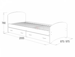 Кровать-6 одинарная с 2-мя ящиками (900*2000) в Красноуральске - krasnouralsk.ok-mebel.com | фото 2