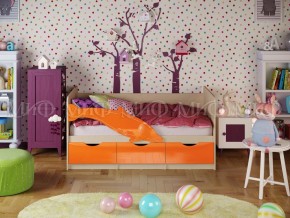 Кровать Дельфин-1 800*1600 (Оранжевый металлик/дуб крафт белый) в Красноуральске - krasnouralsk.ok-mebel.com | фото