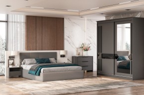 Кровать двойная №4 с основанием (Серый) в Красноуральске - krasnouralsk.ok-mebel.com | фото 3