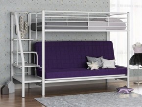 Кровать двухъярусная с диваном "Мадлен-3" (Белый/Фиолетовы) в Красноуральске - krasnouralsk.ok-mebel.com | фото