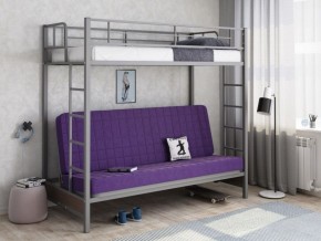 Кровать двухъярусная с диваном "Мадлен" (Серый/Фиолетовый) в Красноуральске - krasnouralsk.ok-mebel.com | фото