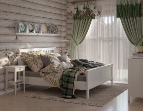 Кровать Кантри двухспальная 160х200, массив сосны, цвет белый в Красноуральске - krasnouralsk.ok-mebel.com | фото