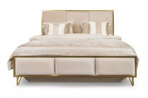 Кровать Lara 1600 с мягким изголовьем + основание (белый глянец) в Красноуральске - krasnouralsk.ok-mebel.com | фото 1
