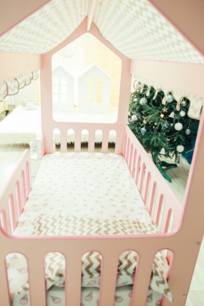 Кровать-домик без ящика 800*1600 (Розовый) в Красноуральске - krasnouralsk.ok-mebel.com | фото 3