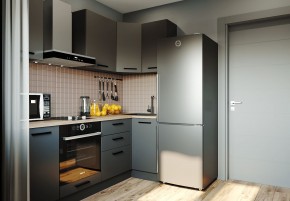 Кухня угловая Антрацит 2200х1000 (Стол. 38мм) в Красноуральске - krasnouralsk.ok-mebel.com | фото
