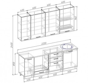 Кухонный гарнитур Графика 2200 (Стол. 38мм) в Красноуральске - krasnouralsk.ok-mebel.com | фото 2