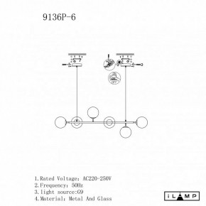 Подвесная люстра iLamp Golden 9136P/6 BK-WH в Красноуральске - krasnouralsk.ok-mebel.com | фото 3