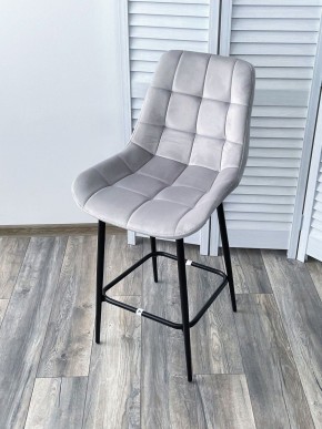 Полубарный стул ХОФМАН, цвет H-09 Светло-серый, велюр / черный каркас H=63cm М-City в Красноуральске - krasnouralsk.ok-mebel.com | фото 4