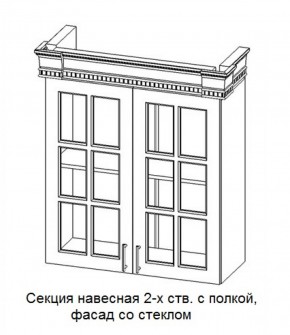 Секция навесная 2-х ств. с полкой "Верона", фасад со стеклом (800) в Красноуральске - krasnouralsk.ok-mebel.com | фото