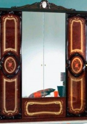 Шкаф 4-х дверный с зеркалами (01.144) Роза (могано) в Красноуральске - krasnouralsk.ok-mebel.com | фото