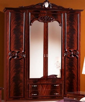 Шкаф 4-х дверный с зеркалами (03.144) Ольга (могано) в Красноуральске - krasnouralsk.ok-mebel.com | фото