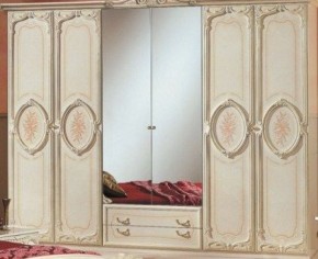 Шкаф 6-и дверный с зеркалами (01.146) Роза (беж) в Красноуральске - krasnouralsk.ok-mebel.com | фото
